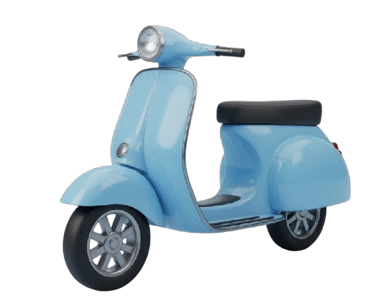 Light blue scooter available for rent