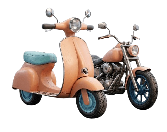 Light blue scooter available for rent